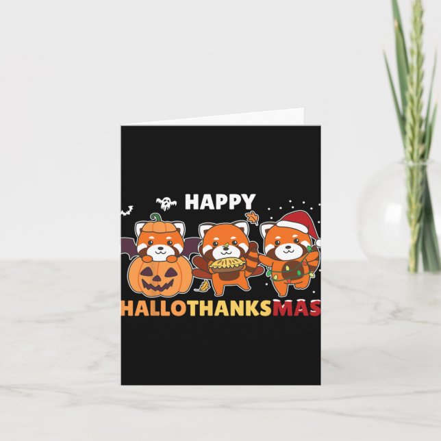 Funny Animals For The Holidays Red Panda Christmas Kort (Framsida)