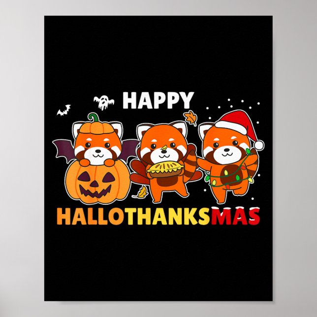 Funny Animals For The Holidays Red Panda Christmas Poster (Framsidan)