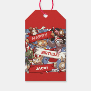Funny Animals Grattis på födelsedagen Lägg till Te Presentetikett