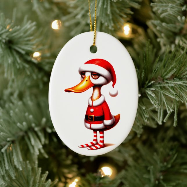 Funny Animated Duck Christmas Card Julgransprydnad Keramik (Träd)