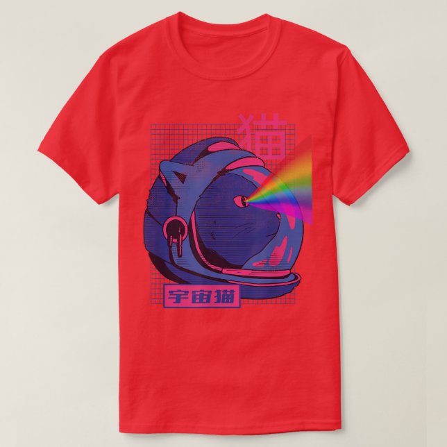 Funny Anime Astronaut Space Cat Laser Öga Kawaii T Shirt (Design framsida)