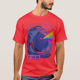 Funny Anime Astronaut Space Cat Laser Öga Kawaii T Shirt