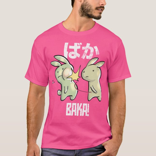 Funny Anime Baka Rabbit Slap - Baka Japanska T Shirt (Framsida)