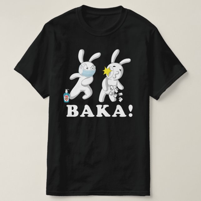 Funny Anime Baka Rabbit Slap Japanska T Shirt (Design framsida)