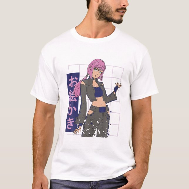Funny Anime Japanskt Ögon Tonåring Girl Characters T Shirt (Framsida)