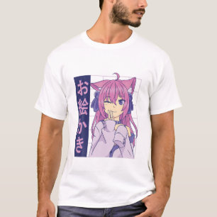 Funny Anime Japanskt Ögon Tonåring Girl Characters T Shirt