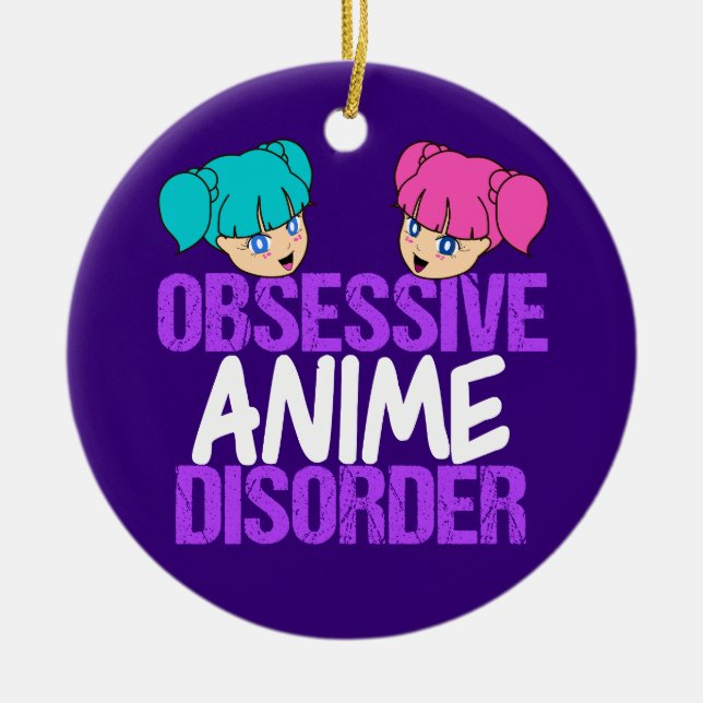 Funny Anime Obssed Julgransprydnad Keramik (Framsidan)
