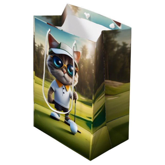 Funny Animerad Cat Golf Player (Framsidan Vinklad)