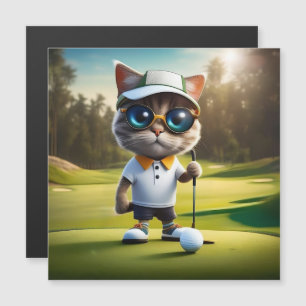 Funny Animerad Cat Golf Player