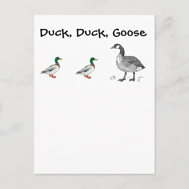 Funny Anka Anka Goose Tecknad, Kids Game Pun Vykort (Framsida)