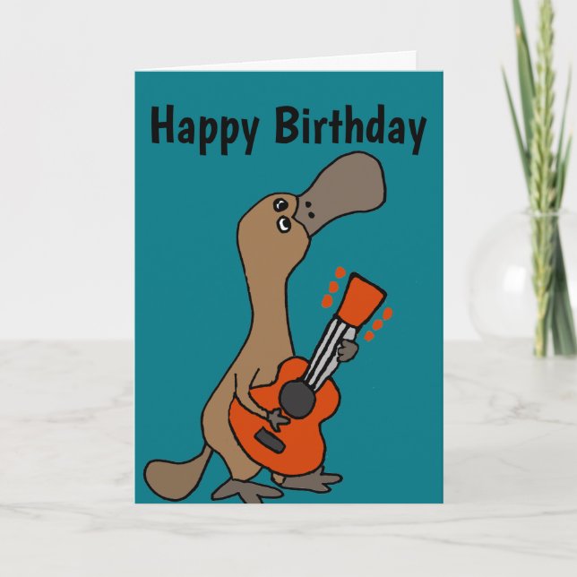 Funny Anka-Billed Platypus spelar Guitar Kort (Framsida)