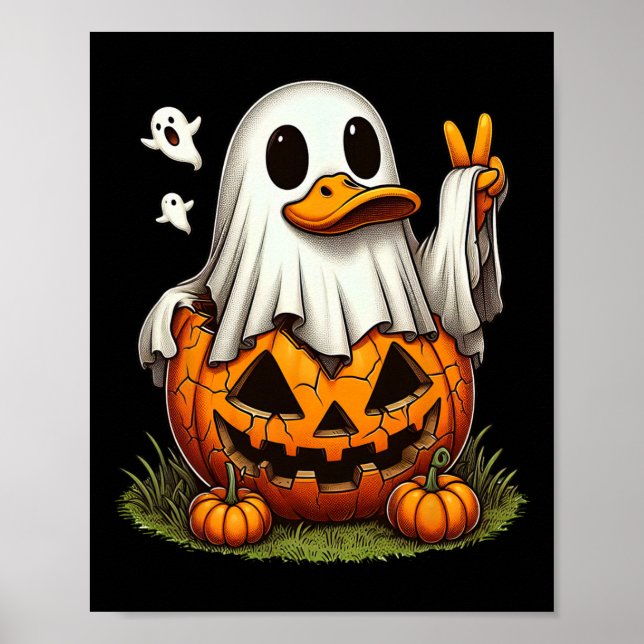 Funny Anka Boo Halloween Ghost Womens Manar Kids Poster (Framsidan)