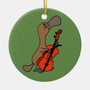 Funny Anka-buren Platypus spelar Cello Music Julgransprydnad Keramik
