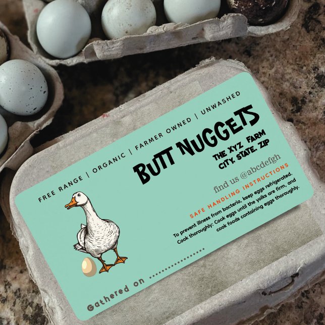 Funny Anka Butt Nuggets Egg Carton-etikett Fraktsedel (Skapare uppladdad)