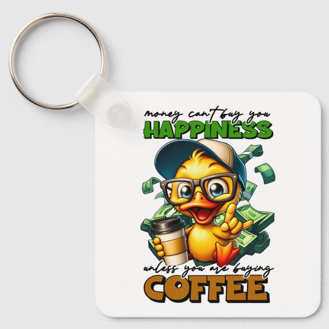 Funny Anka-färgad citattecken för glaskaffe Nyckelring (Framsida)