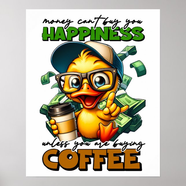 Funny Anka-färgad citattecken för glaskaffe Poster (Framsidan)