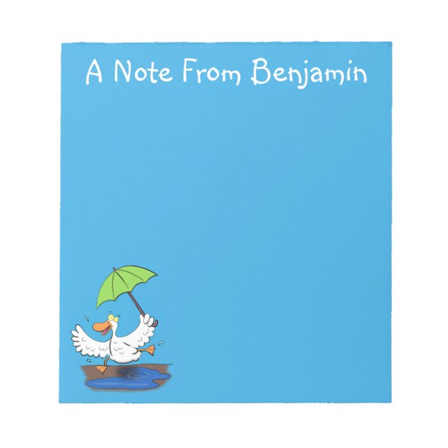 Funny anka med paraplydansande tecknad anteckningsblock (Framsida)