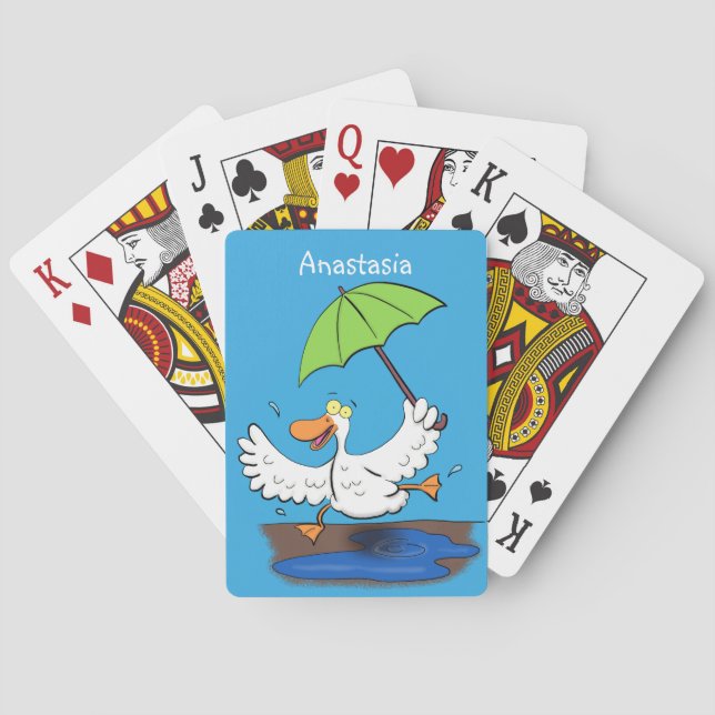 Funny anka med paraplydansande tecknad casinokort (Baksidan)