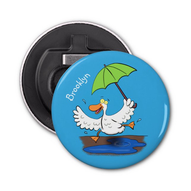 Funny anka med paraplydansande tecknad flasköppnare (Framsidan)