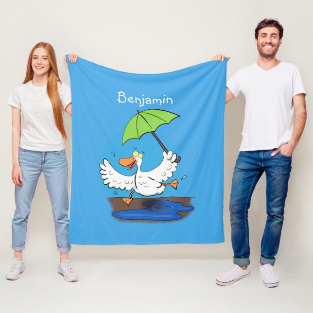 Funny anka med paraplydansande tecknad fleecefilt (På plats)