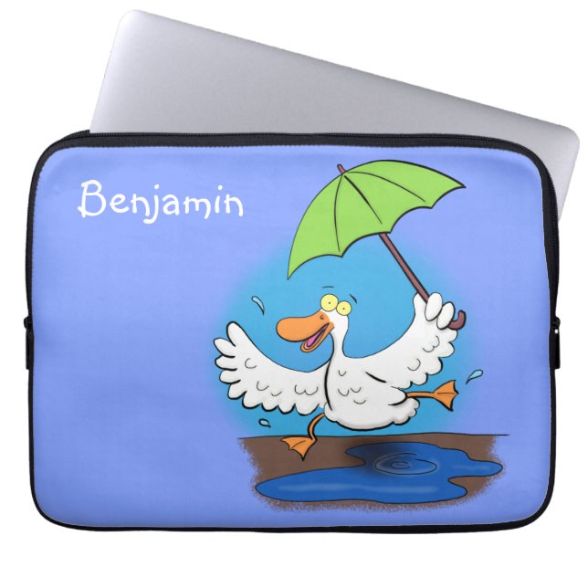 Funny anka med paraplydansande tecknad laptop fodral (Framsidan)
