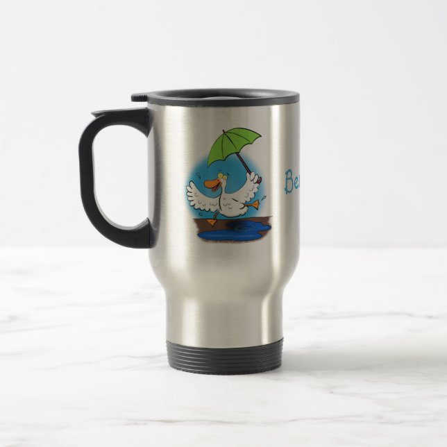 Funny anka med paraplydansande tecknad resemugg (Vänster)