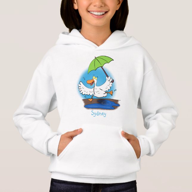 Funny anka med paraplydansande tecknad t shirt (Framsida)