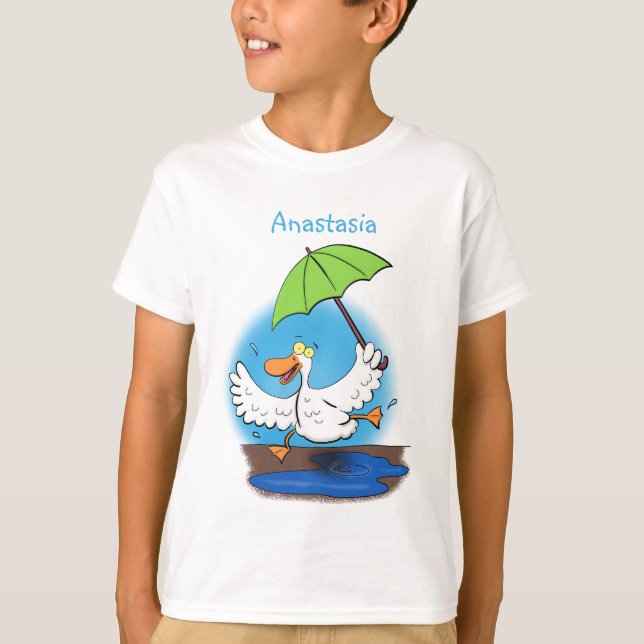 Funny anka med paraplydansande tecknad t shirt (Framsida)