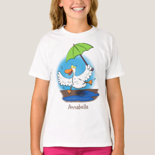 Funny anka med paraplydansande tecknad t shirt