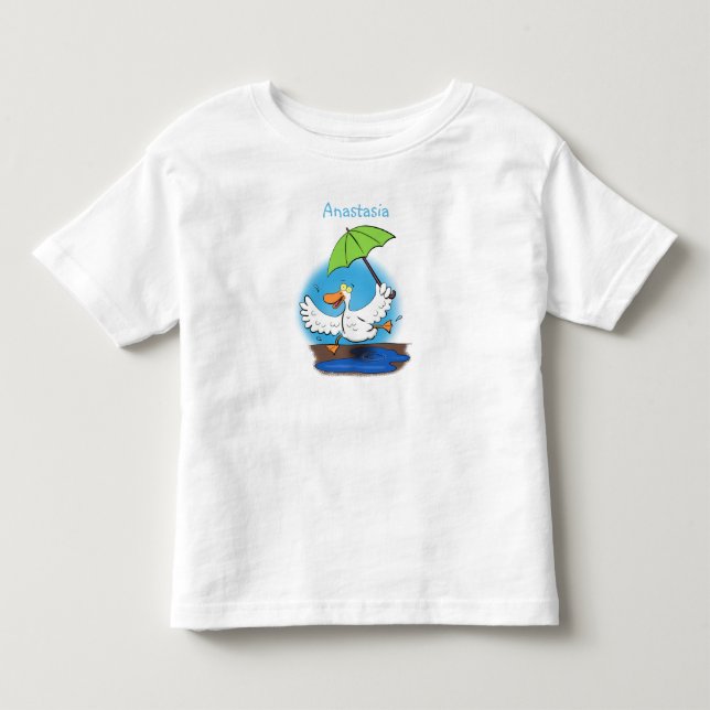 Funny anka med paraplydansande tecknad t shirt (Framsida)