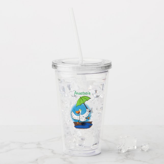 Funny anka med paraplydansande tecknad take away mugg (Framsida Ice)