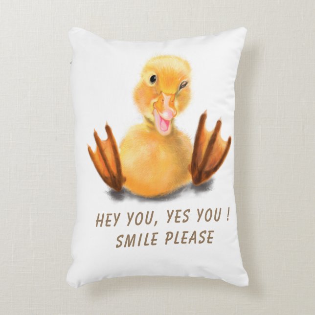 Funny Anka Pillow Smile - Anpassningsbar Text Prydnadskudde (Framsidan(Vertikal))