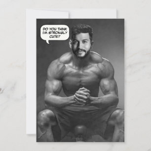 Funny anpassningsbar ansikte i hål body Builder-fo Inbjudningar