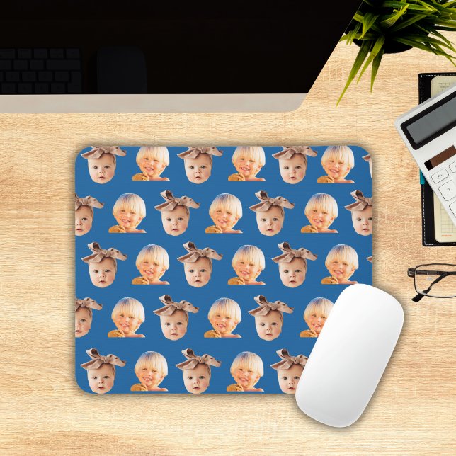 Funny Anpassningsbar Blue 2 Ansikte Photo Pappa Musmatta (Funny Custom Blue 2 Face Photo Dad Mouse Pad
)