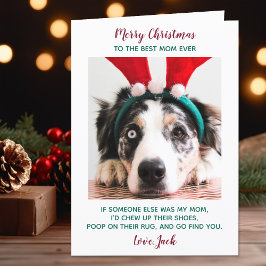 Funny Anpassningsbar Pet Photo Hund Mamma God jul Helgkort