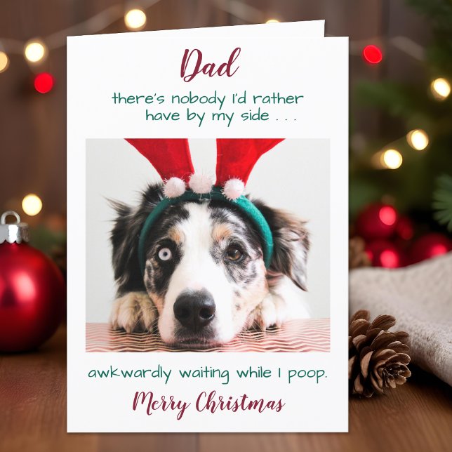 Funny Anpassningsbar Pet Photo Hund Pappa God jul Helgkort (Skapare uppladdad)