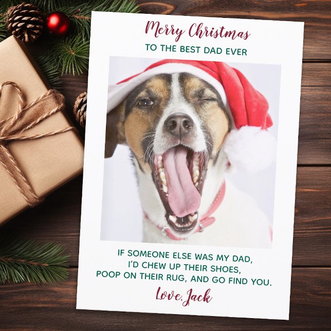 Funny Anpassningsbar Pet Photo Hund Pappa God jul  Julkort (Skapare uppladdad)
