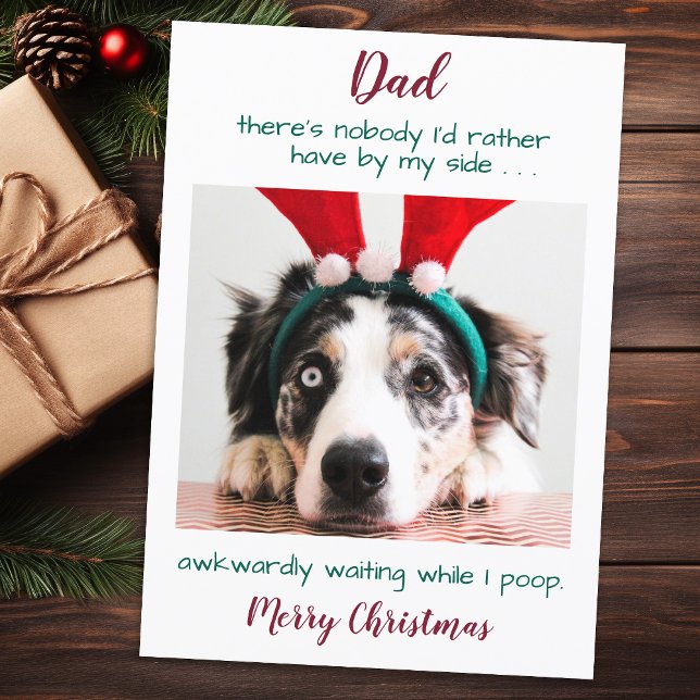 Funny Anpassningsbar Pet Photo Hund Pappa God jul  Julkort (Skapare uppladdad)