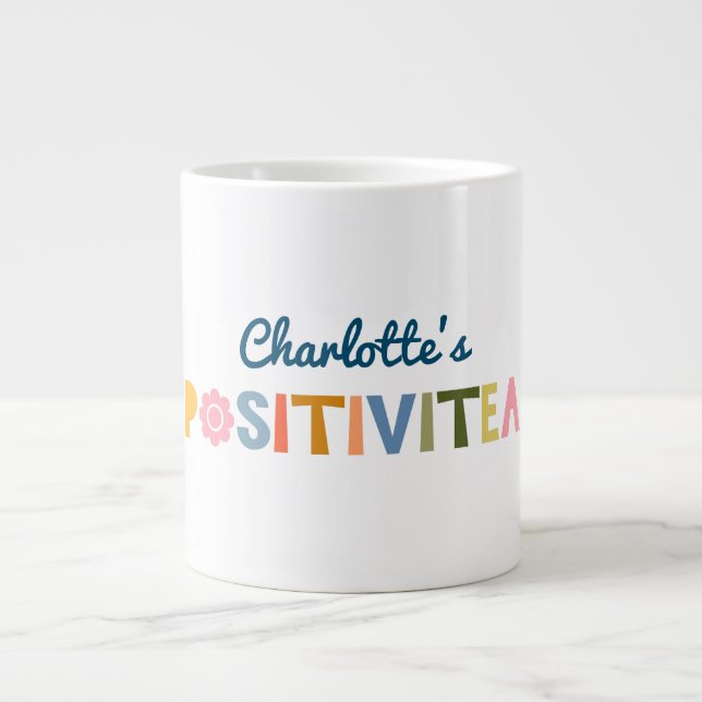 Funny Anpassningsbar "Positivitea" Motiveringsot Jumbo Mugg (Framsidan)