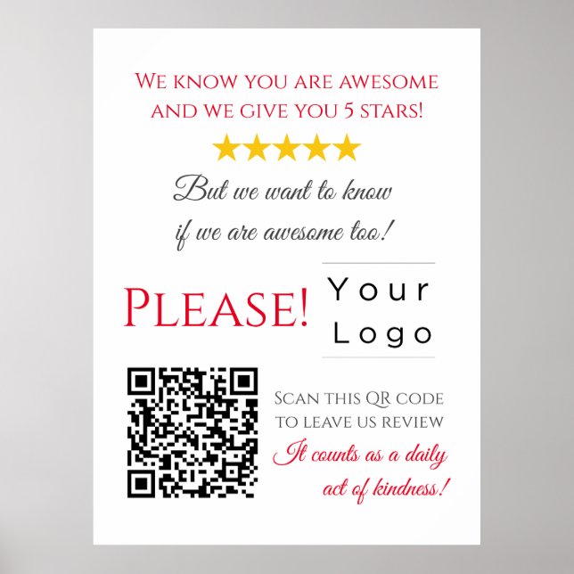 Funny Anpassningsbar QR-kod - Business Logotyp Rev Poster (Framsidan)
