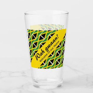 Funny Anpassningsbar WAH GWAAN Jamaica Flagga Glaskopp