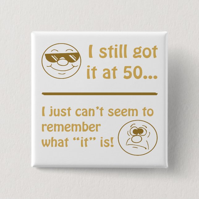 Funny Ansikte 50:e födelsedagsgåva Knapp (Framsida)