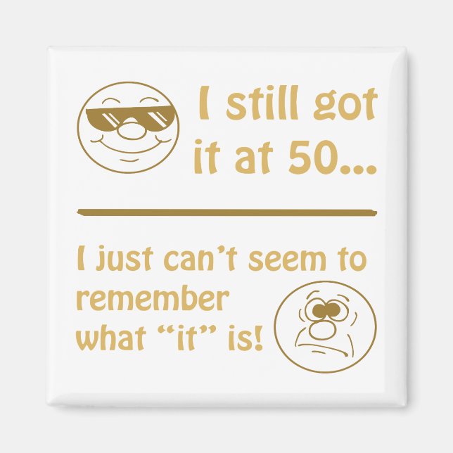 Funny Ansikte 50:e födelsedagsgåva Magnet (Framsidan)