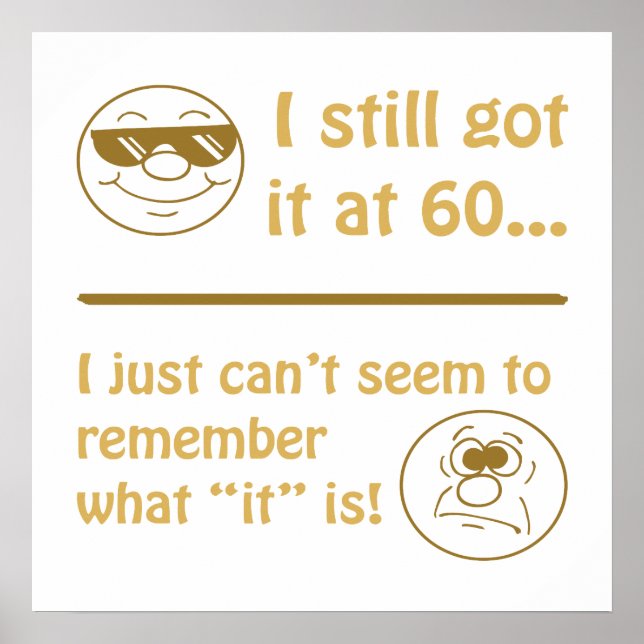 Funny Ansikte 60:e födelsedagsgåva Poster (Framsidan)