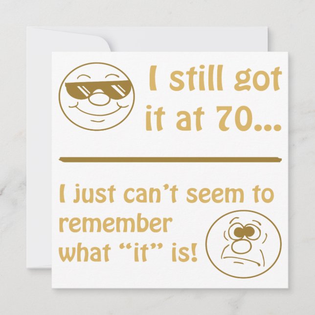 Funny Ansikte 70:e födelsedagsgåva Kort (Framsida)