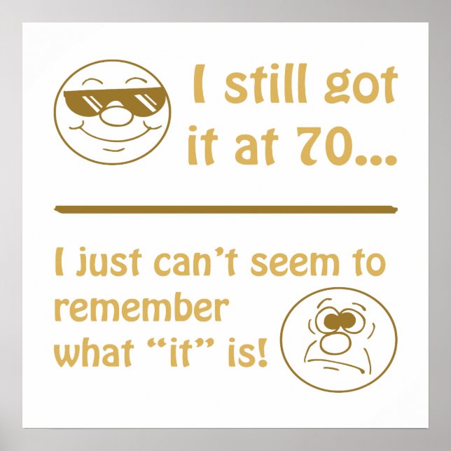 Funny Ansikte 70:e födelsedagsgåva Poster (Framsidan)