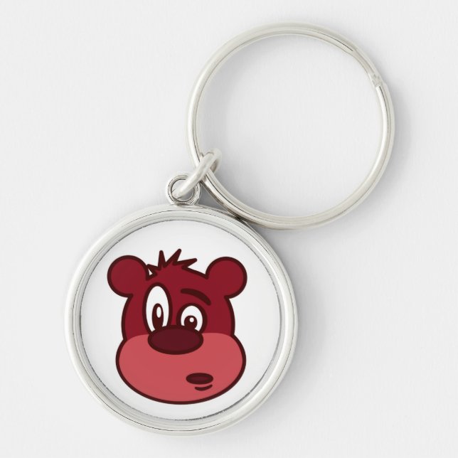 FUNNY ANSIKTE BEAR RUND SILVERFÄRGAD NYCKELRING (Framsidan)