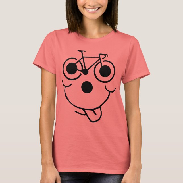 Funny Ansikte Bicycle Tee Shirt (Framsida)