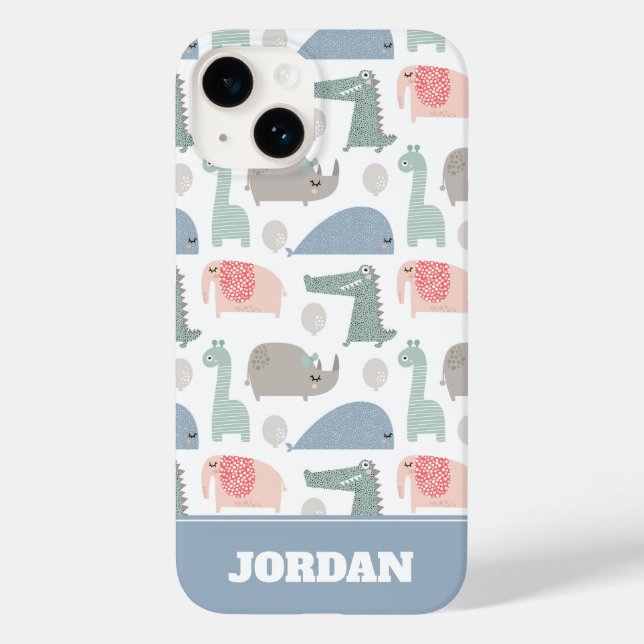 Funny Ansikte Cute Doodle Animal Mönster (Baksida)