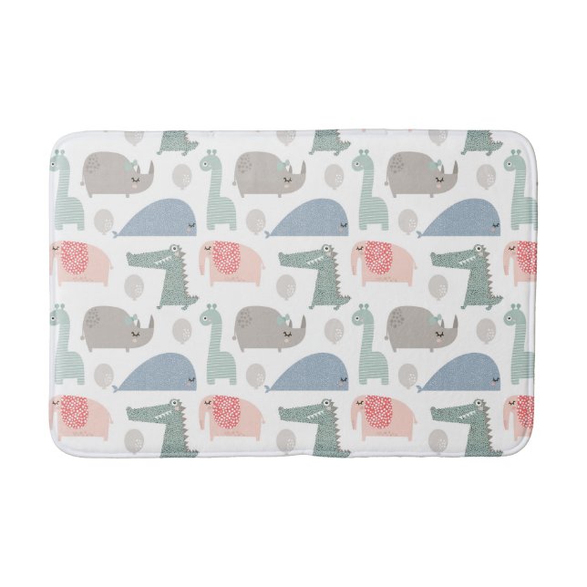 Funny Ansikte Cute Doodle Animal Mönster Badrumsmatta (Framsidan)